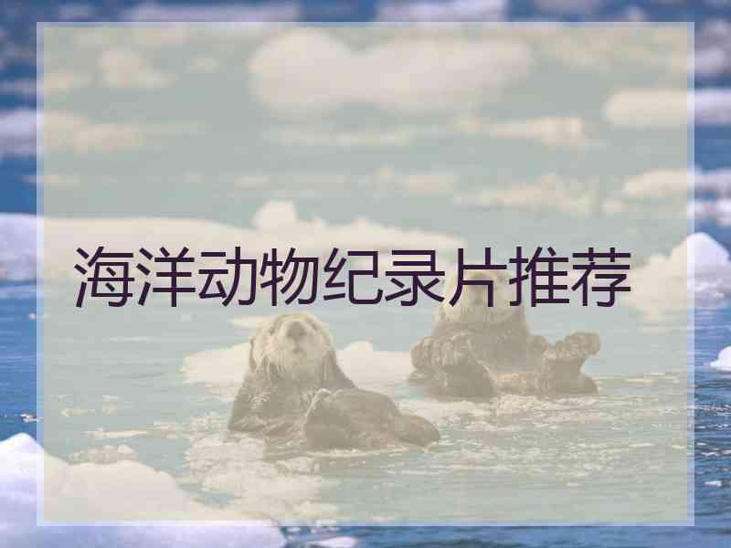海洋动物纪录片推荐