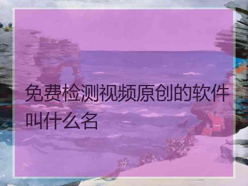 免费检测视频原创的软件叫什么名