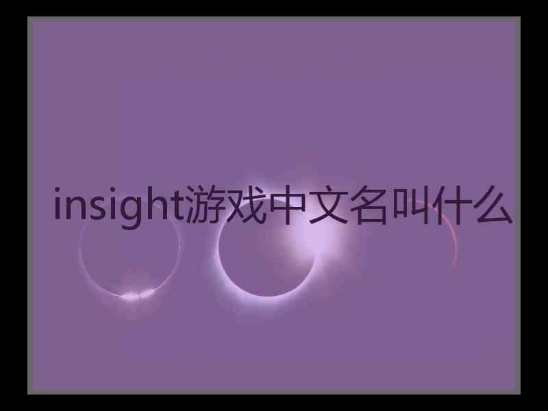 insight游戏中文名叫什么