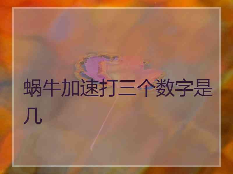 蜗牛加速打三个数字是几