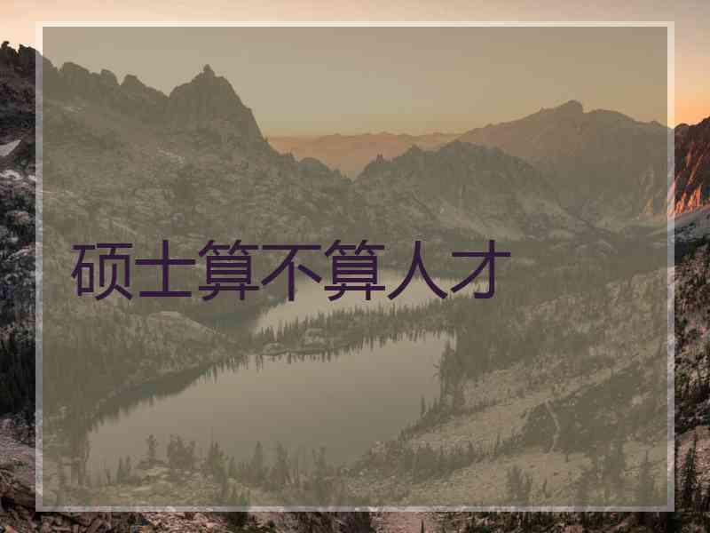 硕士算不算人才