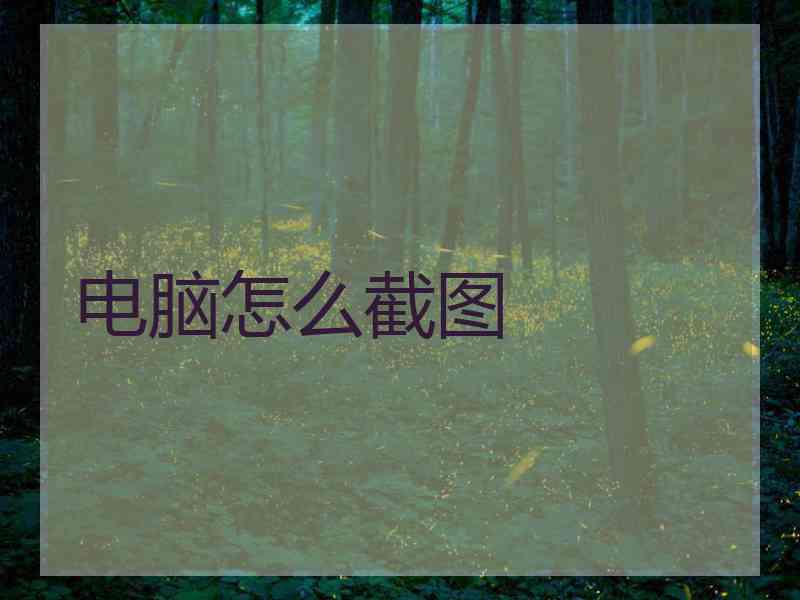电脑怎么截图