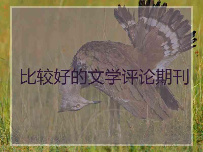 比较好的文学评论期刊