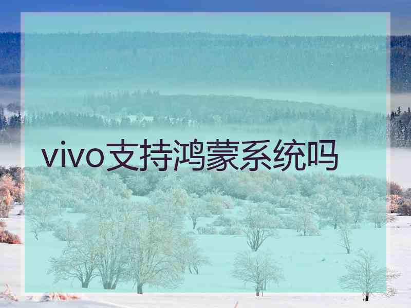 vivo支持鸿蒙系统吗