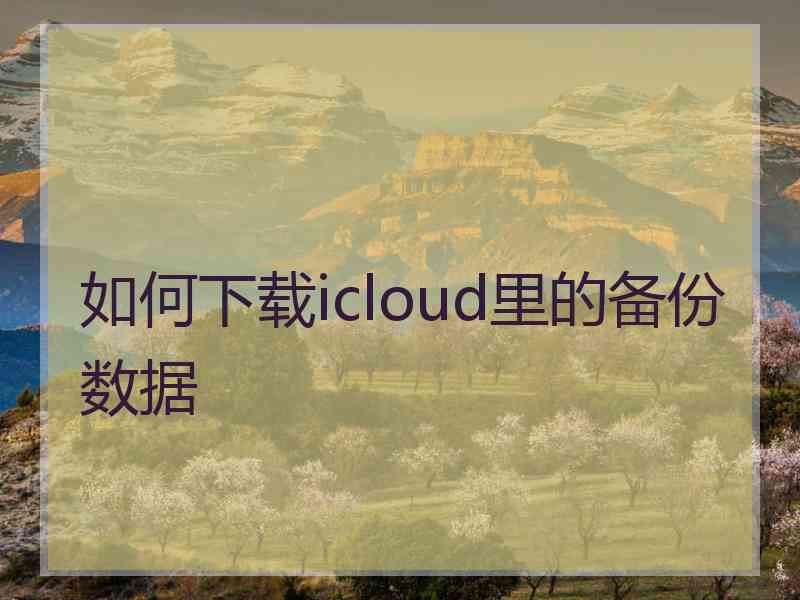 如何下载icloud里的备份数据