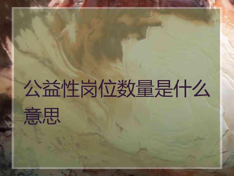 公益性岗位数量是什么意思