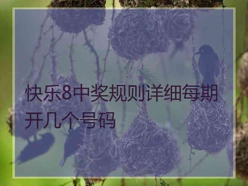 快乐8中奖规则详细每期开几个号码
