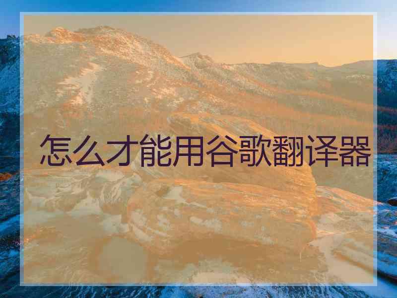 怎么才能用谷歌翻译器