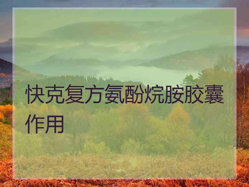 快克复方氨酚烷胺胶囊作用