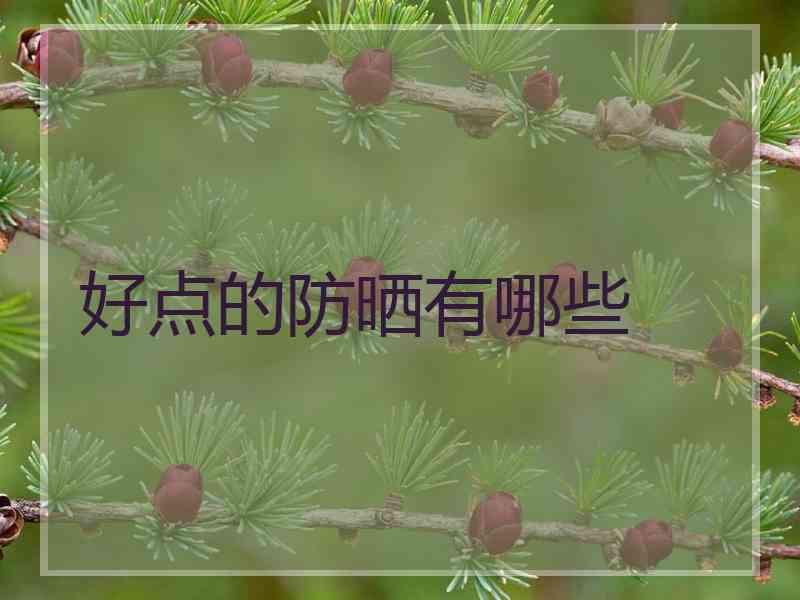 好点的防晒有哪些